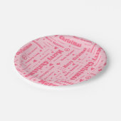 レトロピンクメリークリスマス平和と愛パターン ペーパープレート (アングル)