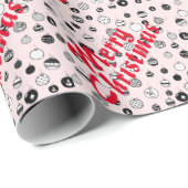 レトロピンクメリークリスマス ラッピングペーパー (ロールコーナー)