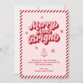 レトロピンクモダンと明るいメリークリスマス シーズンカード (正面)
