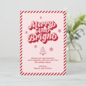 レトロピンクモダンと明るいメリークリスマス シーズンカード (スタンド正面)