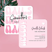 レトロピンクモダンネイルアーティストサロンマニキュア スクエア名刺
