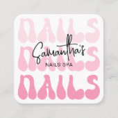 レトロピンクモダンネイルアーティストサロンマニキュア スクエア名刺 (正面)
