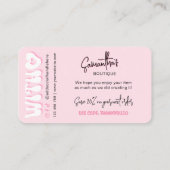 レトロピンクモダンビジネスサンキューディスカウント エンクロージャーカード (裏面)
