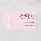 レトロピンクモダンロガーリーゴ・クラフター・デザイナー 名刺 (裏面)