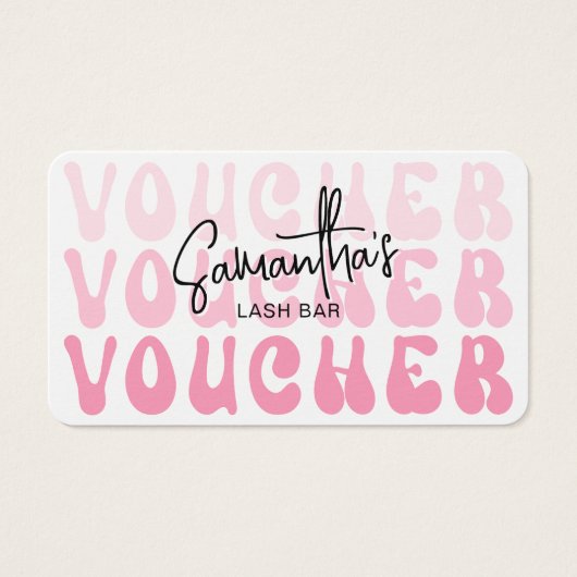 レトロピンクモダン美しいバーラッシュサロンギフトカード (正面)