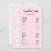 レトロピンクモダン美しいラッシュサロン価格表 (正面)