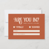 レトロピンクレッドはっきりしたタイポグラフィカラフル結婚ズ 出欠カード (正面)