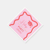 レトロピンクレッドカーブの波形の波形 スタンダードカクテルナプキン (角)