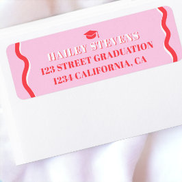 レトロピンクレッドカーブの波形の波形 ラベル