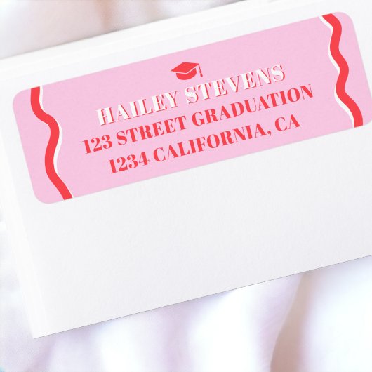 レトロピンクレッドカーブの波形の波形 ラベル