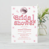 レトロピンクレッドディスコボールブライダルシャワー 招待状 (スタンド正面)