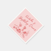 レトロピンクレッドハンドドローおもしろい誕生日ディナー スタンダードカクテルナプキン (角)