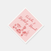 レトロピンクレッドハンドドローおもしろい誕生日ブランチ スタンダードカクテルナプキン (角)
