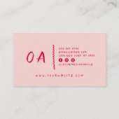 レトロピンクレッドハ書ンドボホユニークー 名刺 (裏面)