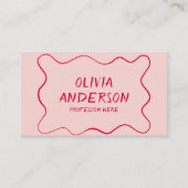 レトロピンクレッドハ書ンドボホユニークー 名刺 (正面)