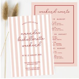 レトロピンクレッドバチェロレッテ週末 招待状