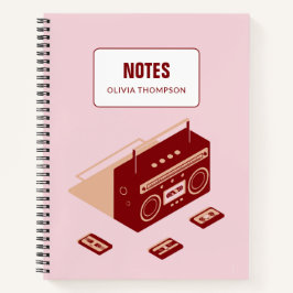 レトロピンクレッドパーソナライズされたレッスン構成なし ノートブック