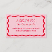 レトロピンクレッドブライダルシャワー共有Aレシピ エンクロージャーカード (正面)