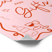 レトロピンクレッド図解入りの、写真付きの標識ブライダルシャワー ポスター (角)