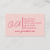 レトロピンクレッド描手書きボユニークホ 名刺 (裏面)