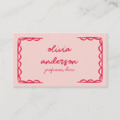 レトロピンクレッド描手書きボ予測できなホガーリー 名刺 (正面)