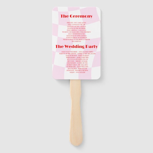 レトロピンクレッド結婚式 プログラムハンドファン ハンドファン (裏面)