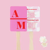 レトロピンクレッド結婚式 プログラムハンドファン ハンドファン