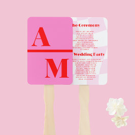 レトロピンクレッド結婚式 プログラムハンドファン ハンドファン