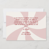 レトロピンクレッド&クリームたった今結婚しましたフォト結婚ズ 案内状 (裏面)