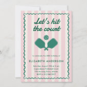 レトロピンクレボールエレガントバースデーパーティー 招待状 (正面)