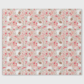 レトロピンクヴィンテージサンタクロースクリスマスフローラ ラッピングペーパー (フラット)