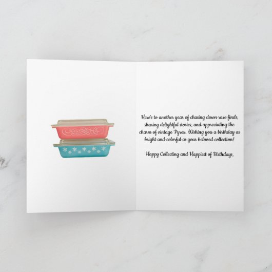 レトロピンクヴィンテージピレックスコレクター誕生日 カード (内部)