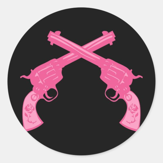 レトロピンク交差ピストル ラウンドシール (正面)
