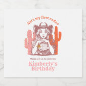 レトロピンク女性のカーボーイディスコボールバースデーパーティー ビールラベル (シングルラベル)