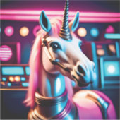 レトロピンク宇宙ユニコーン誕生日シール シール (正面)