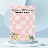 レトロピンク市松模様にのヘインピンアクセサリー表示カード コーリングカード