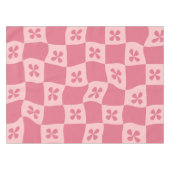 レトロピンク市松模様にの花柄 テーブルクロス (正面(横))