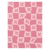 レトロピンク市松模様にの花柄 テーブルクロス (正面)