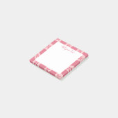 レトロピンク市松模様にの花柄 ポストイット (アングル)