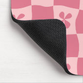 レトロピンク市松模様にの花柄 マウスパッド (コーナー)