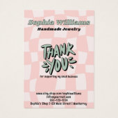 レトロピンク市松模様にクネックレスジュエリー表示カード (裏面)