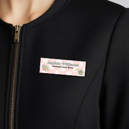 レトロピンク市松模様に波 名札