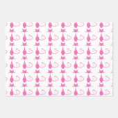 レトロピンク彫刻キャットアールデコテーマ ラッピングペーパーシート (正面2)