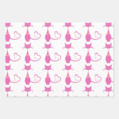 レトロピンク彫刻キャットアールデコテーマ ラッピングペーパーシート (正面)