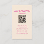 レトロピンク手描き書QRコードフローラガーリー 名刺 (裏面)