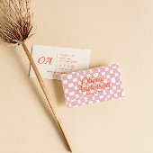 レトロピンク描オ市松模様にレンジGroovy ガーリー 名刺