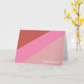 レトロピンク斜ストライプ斜パーソナライズされた文具 カード (黄色い花)