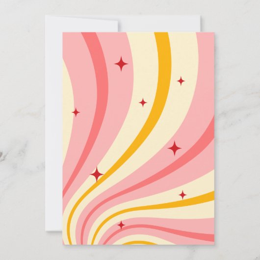 レトロピンク日が差すことレッドスターズのアーチバースデーパーティー 招待状 (裏面)