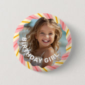 レトロピンク日が差すことレッドスターズハッピーバースデーパーティー 缶バッジ (正面)