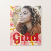 レトロピンク日が差すこと卒業年写真卒業 ジグソーパズル (縦)